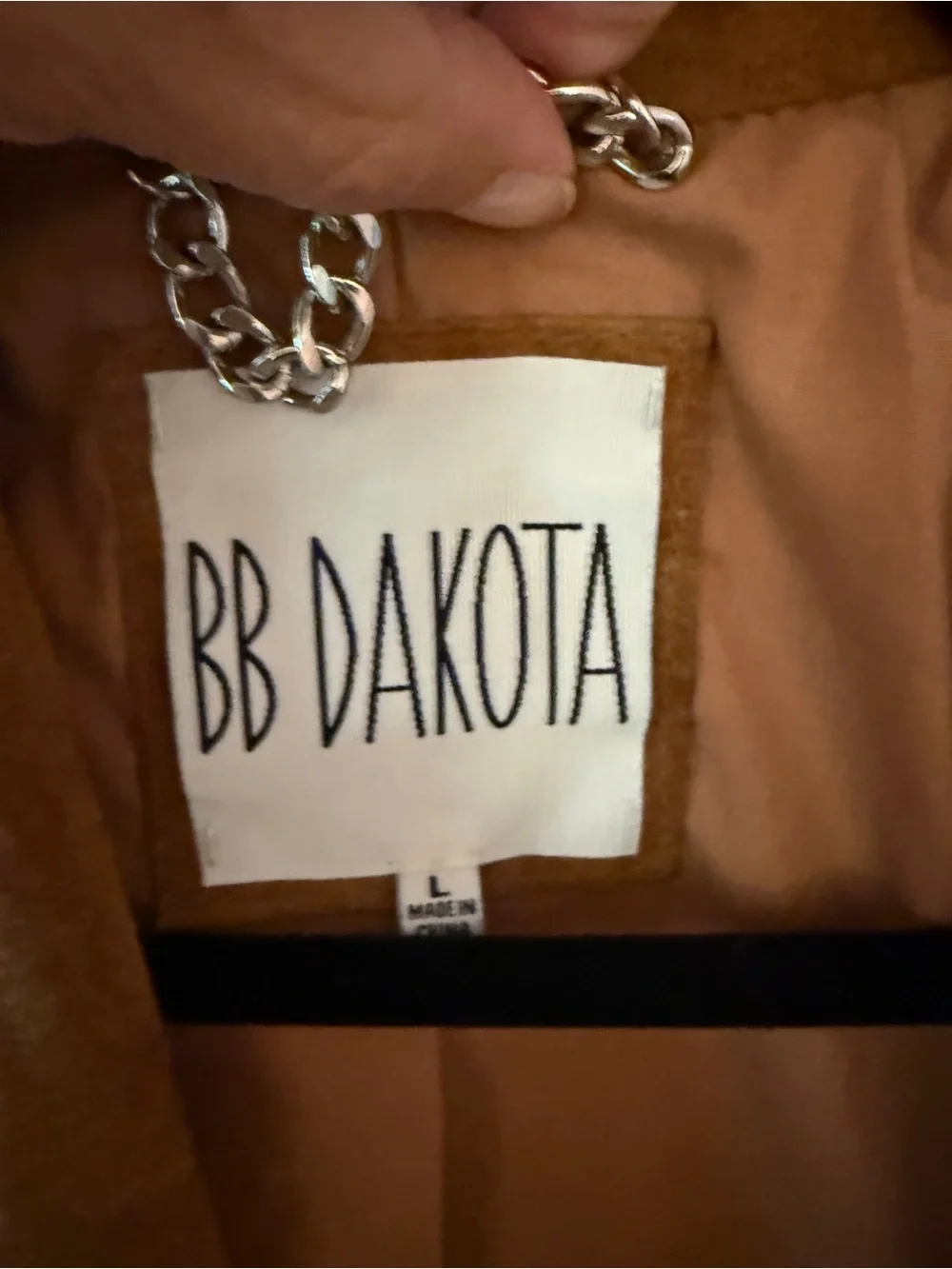 BB Dakota Suede Draped Open-Front Jacket in Camel Brown